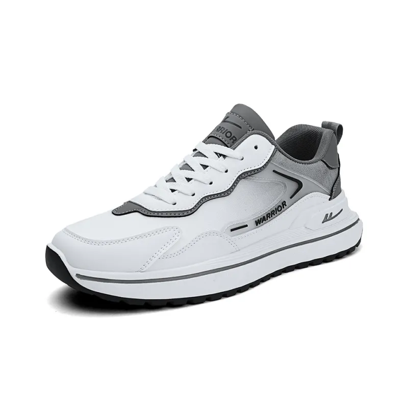 Warrior Cushioning Anti Slip And Wear Resistant Height Increasing Low Top Chunky Sneakers Men's White Gray-1