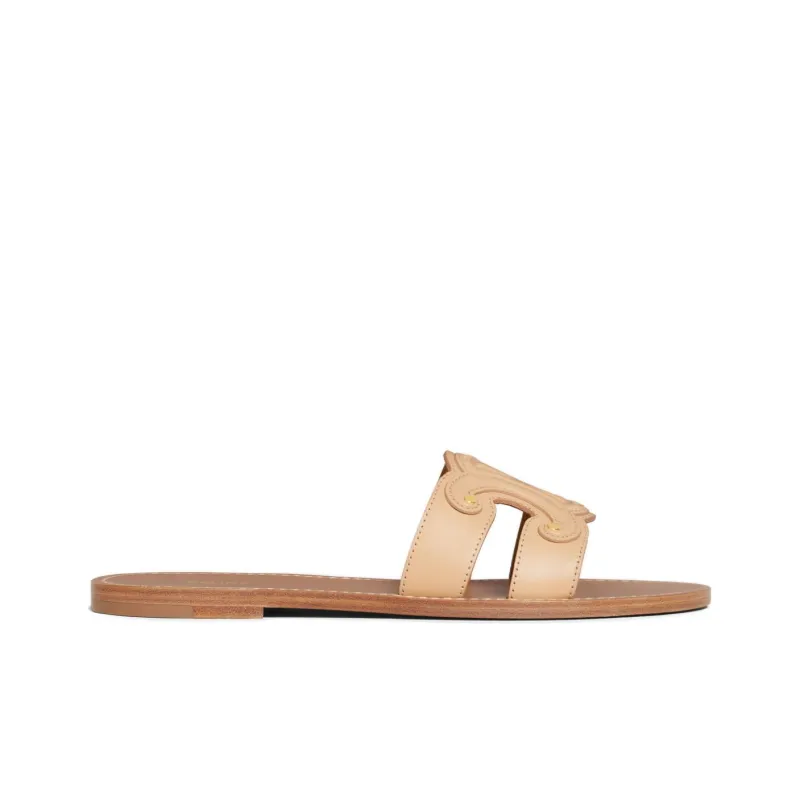 CELINE Triomphe Slide Slippers Women's Brown-1