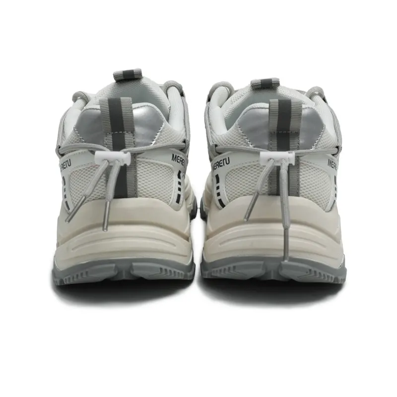 Meiretu Anti Slip Wear Resistant Low Top Chunky Sneakers Men's Gray-4