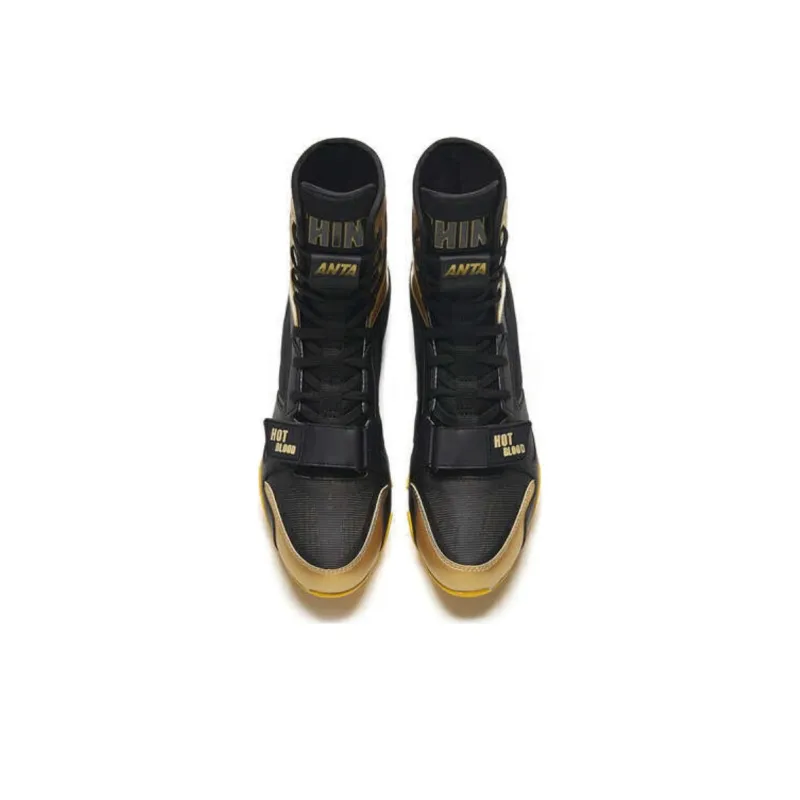 Anta Cushioning, Wear Resistant High Top Training Shoes Men's Black Gold-3