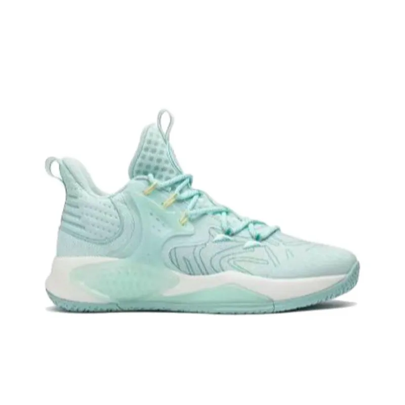 QIAODAN Cushioning Rebound High Top Basketball Shoes Men's White Cyan-1