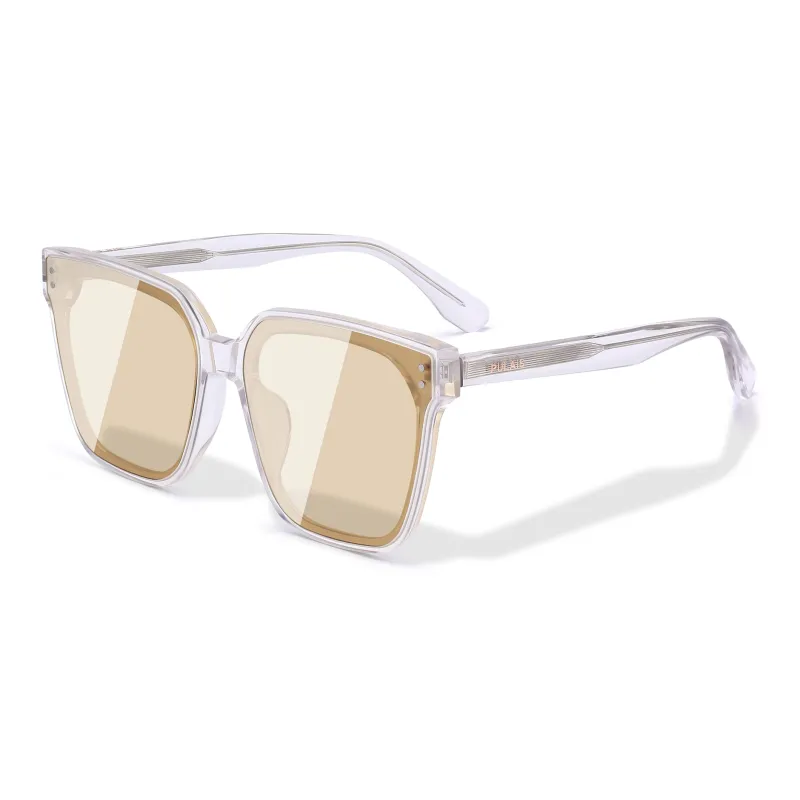 PULAIS Plate Alloy Frame Square Sunglasses Unisex Black-3