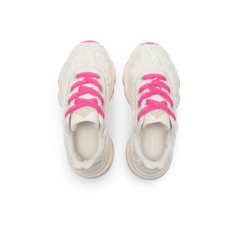 WO DELAY Durable Breathable Lightweight Low-Top Chunky Sneakers Women's Ice Snow Pink-1