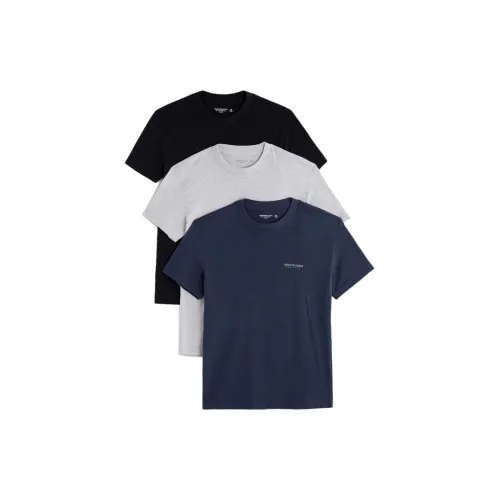 Abercrombie＆Fitch T-Shirts Men Set Of 3 Black + Light Grey + Navy Blue