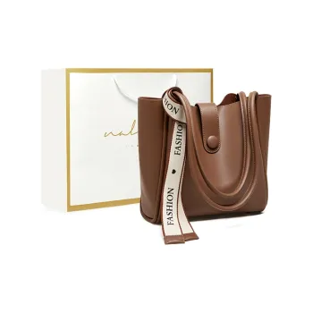 Narandu Cow Leather Patchwork Synthetic Leather Tote Bag Shopping Bag Shoulder Bag Large Size Women's Coffee