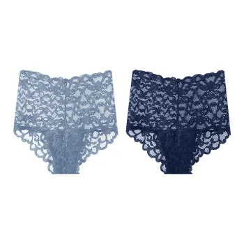 Flowers In Water Underpants Women's 2 Pack Blue+Gray
