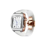 Silver Circle Rose Gold Case, Transparent Strap
