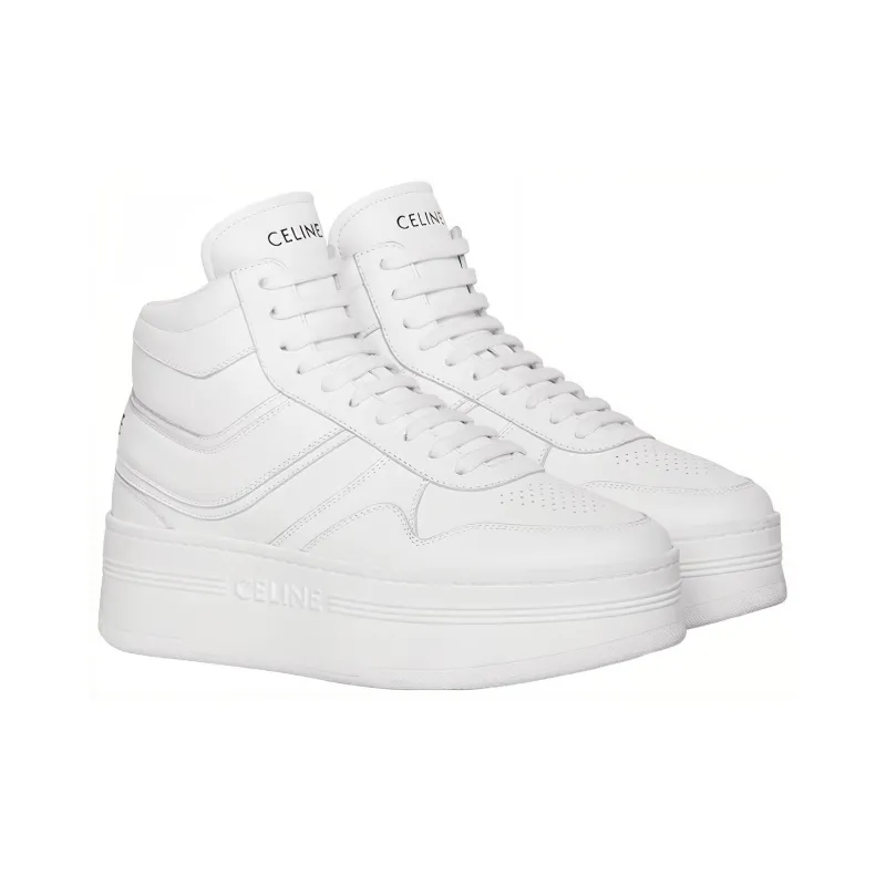 CELINE Block Mid Top Stylish Skateboarding Shoes Women's White-2