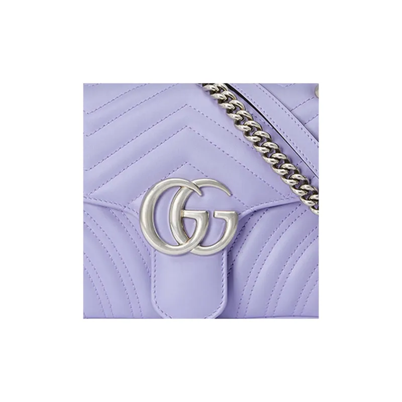 GUCCI GG Marmont Leather Crossbody Bag, Shoulder Bag Women's Light Purple-7