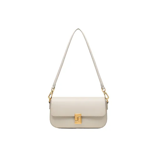 Kevin Cohen Cow Leather With Synthetic Leather Underarm Crossbody Bag, Shoulder Bag Regular Women's Milkshake White