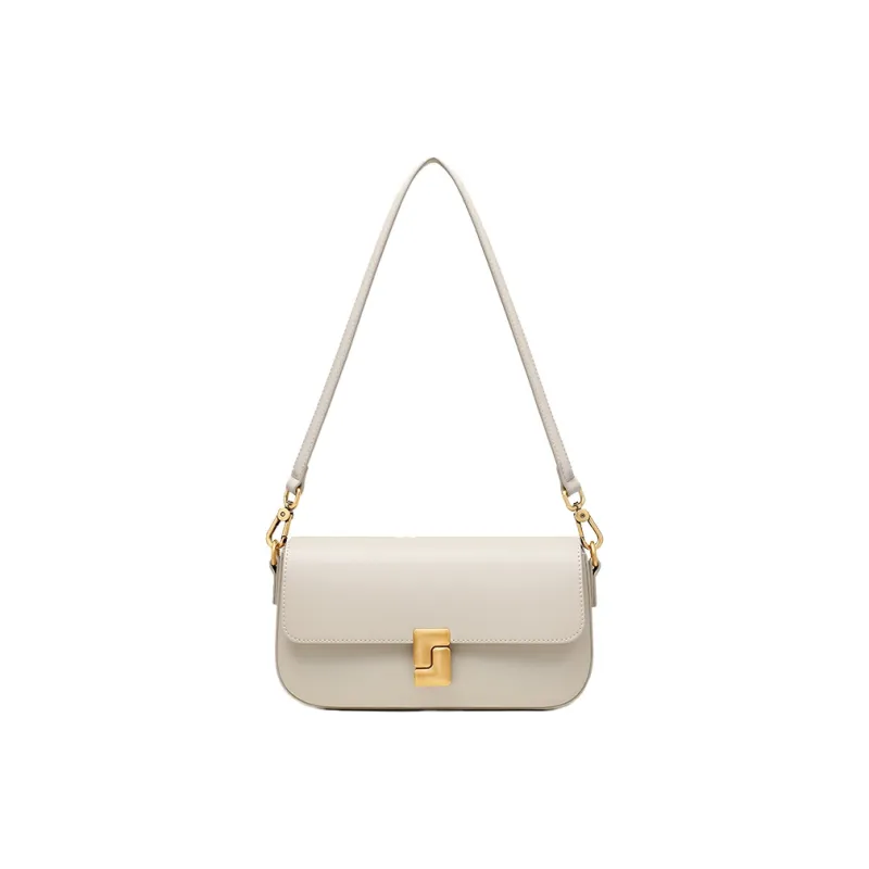 Kevin Cohen Cow Leather With Synthetic Leather Underarm Crossbody Bag, Shoulder Bag Regular Women's Milkshake White-0