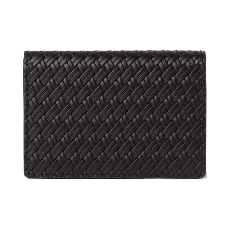 Beams Embossed Leather Business Card Holder Regular Men's Black-0