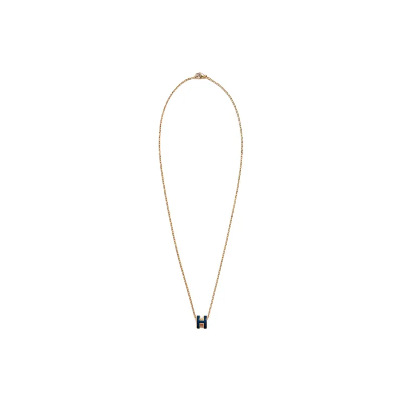 HERMES POP H Collection Gold Plated Metal Necklaces Unisex Gold-1