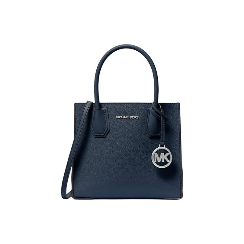 MICHAEL KORS Mercer Leather Tote Bag, Shopping Bag, Shoulder Bag, Handbag Medium Size Women's Marine Blue-0