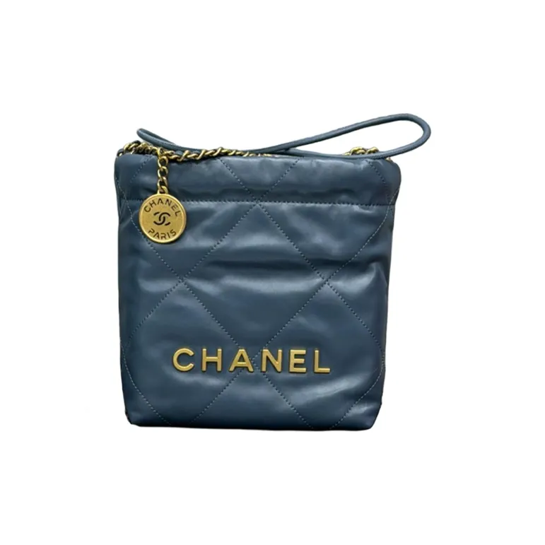 CHANEL 22Bag Shiny Calfskin Bucket Bag, Shoulder Bag, Crossbody Bag Mini Women's Haze Blue-0