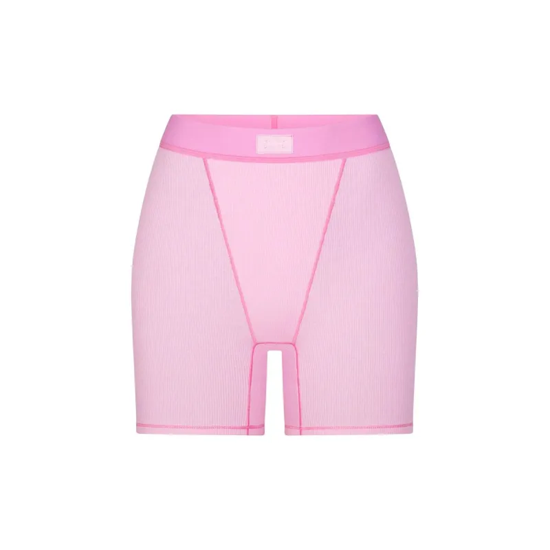 SKIMS COTTON Collection COTTON RIB BOXER Boxer Shorts Women's 1 Pack BUBBLE GUM/Bubble Gum-0