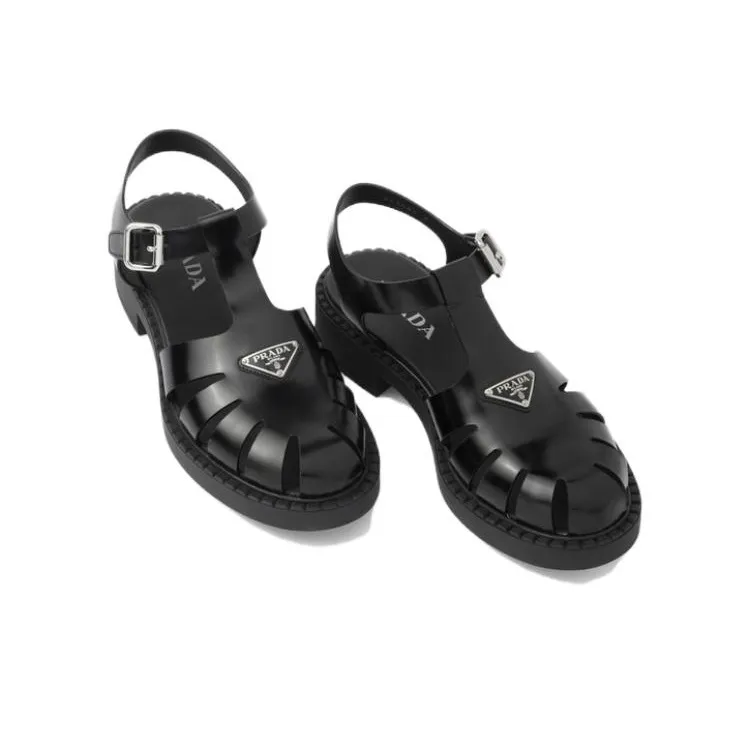 PRADA Triangle Logo Fisherman Sandals-3