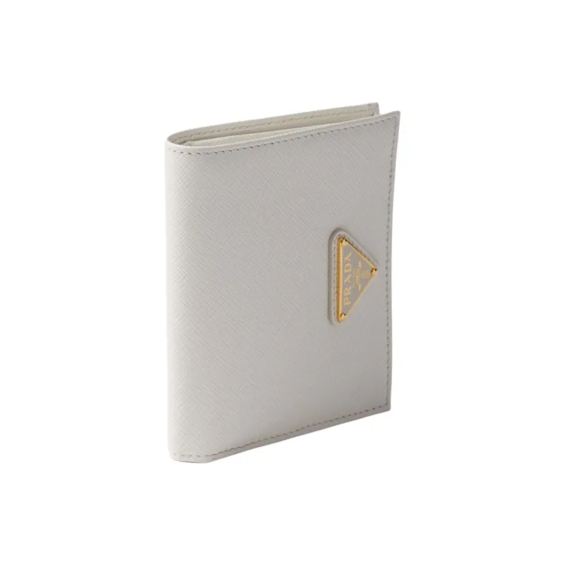 PRADA Saffiano Leather Wallet Trumpets Women's White-1
