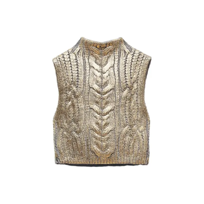 ZARA Tank Tops Women's Gold-1