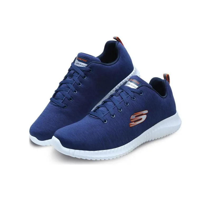 Skechers Elite Fle Cushioning Wear-Resistant Low-Top Casual Shoes Men's Navy Blue Orange-1