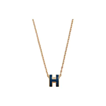 HERMES POP H Collection Gold Plated Metal Necklaces Unisex Gold
