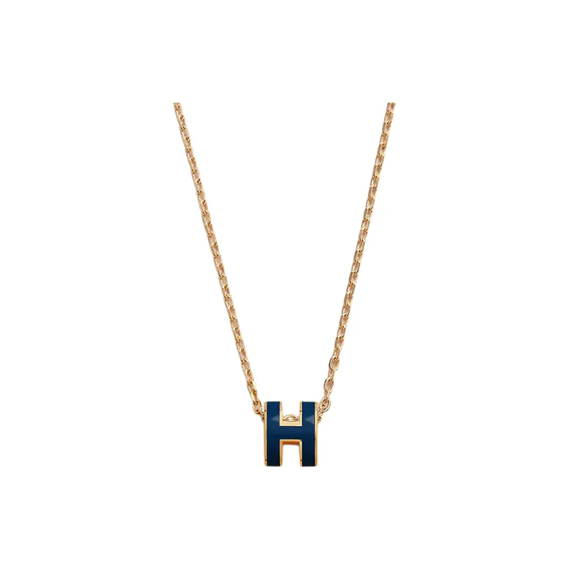 HERMES POP H Collection Gold Plated Metal Necklaces Unisex Gold-0