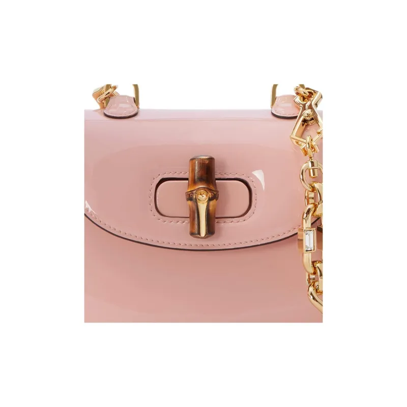 GUCCI Bamboo 1947 Patent Leather Shoulder Bag Crossbody Bag Handbag Mini Women's Light Pink-7