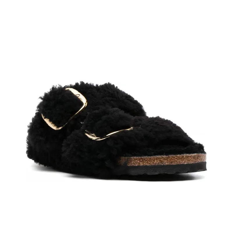 Birkenstock Arizona Big Buckle Shearling Narrow Fit 'Black Gold' Women's-2