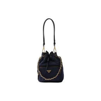 PRADA Re Nylon Fabric Bucket Bag Crossbody Handbag Shoulder Bag Women's Blue