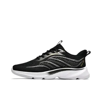 Binary Cushioning Anti-Slip Wear-Resistant Breathable Support Lightweight Rebound Low-Top Running Shoes Men's Black