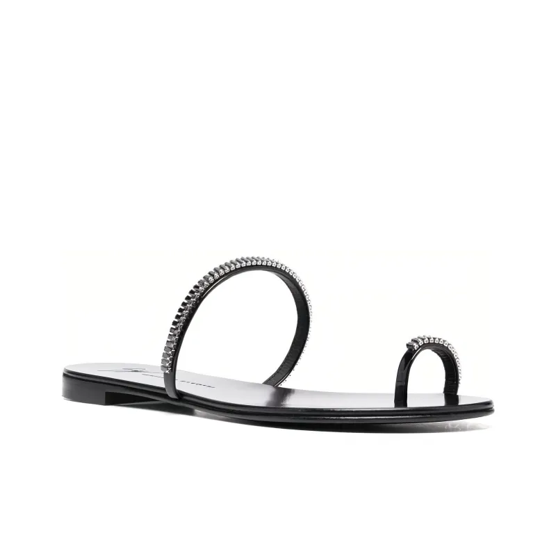 Giuseppe Zanotti Crystal embellished Flat Leather Slides Women's-1