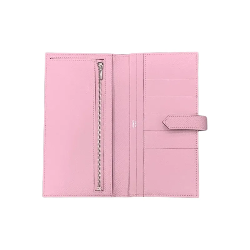 HERMES Bearn Epsom Leather Wallet Women's X9 Mauve Sylvestre Silk Gourd Purple-2