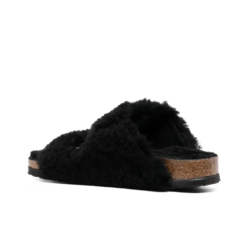 Birkenstock Arizona Big Buckle Shearling Narrow Fit 'Black Gold' Women's-3