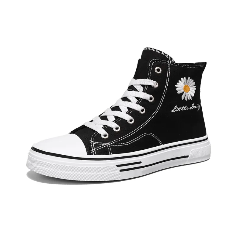 Little Daisy Small Daisy Height Increasing Wear-Resistant Breathable Slip-Resistant High-Top Canvas Shoes Men's-2