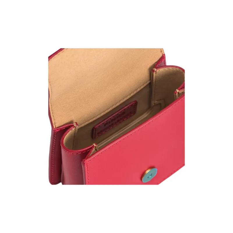 PINKO LOVE Series Soft Leather Handbag Shoulder Bag Women's Red-6
