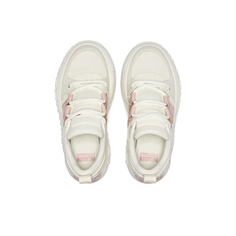 Palladium Balanced Wear Resistant Low Top Skateboard Shoes Women's Pink White-3