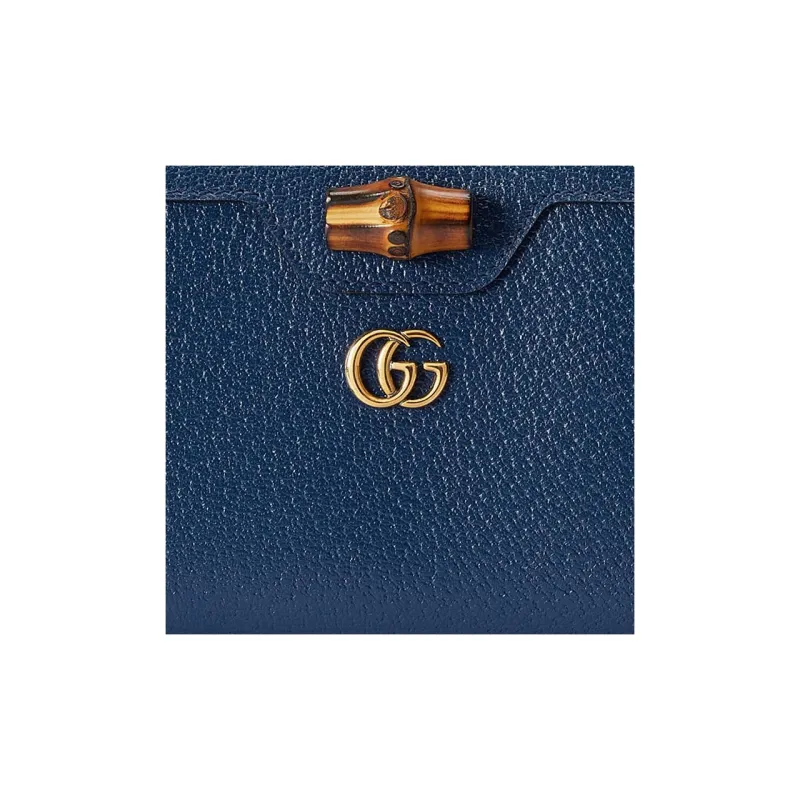GUCCI Diana Leather Wallet Women's Blue-4