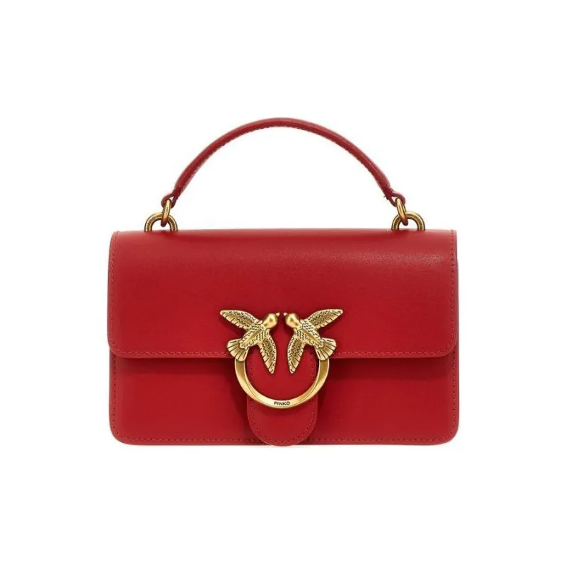 PINKO LOVE Series Calfskin Shoulder Bag Crossbody Bag Handbags Mini Women's Red-0