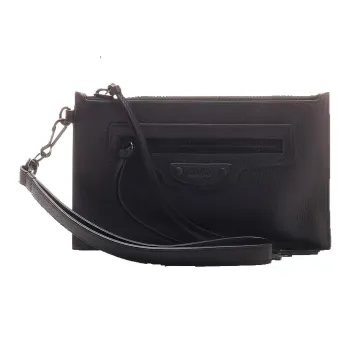 Balenciaga Neo Classic Leather Clutch Handbag Women's Black