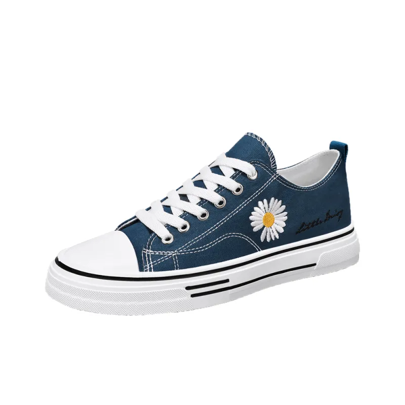 Little Daisy Small Daisy Height Increasing Wear-Resistant Breathable Slip-Resistant Low-Top Canvas Shoes Men's Black-16