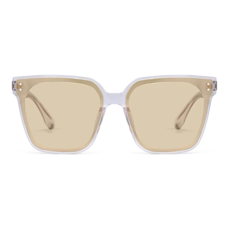 PULAIS Plate Alloy Frame Square Sunglasses Unisex Black-4