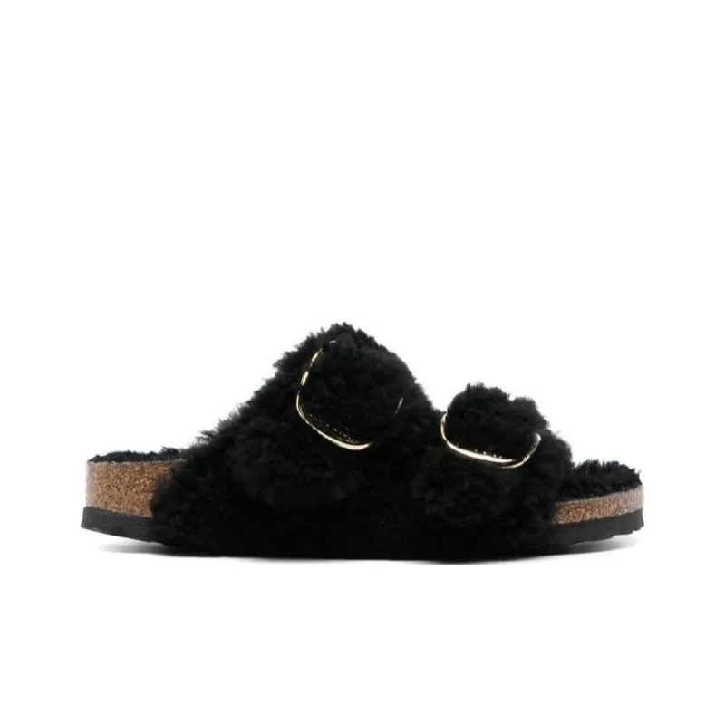 Birkenstock Arizona Big Buckle Shearling Narrow Fit 'Black Gold' Women's-1