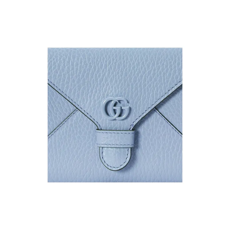 GUCCI GG Marmont Leather Wallets Card Holders Women's Light Blue-4