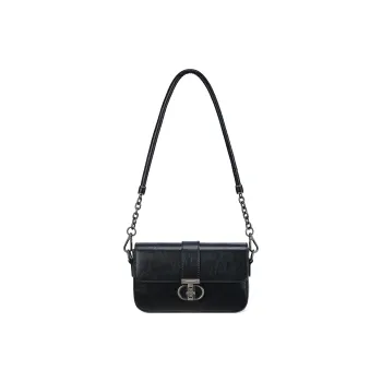 RED DRAGONFLY Cow Leather Small Square Bag, Chain Bag, Shoulder Bag Regular Women's Black