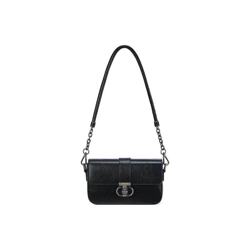 RED DRAGONFLY Cow Leather Small Square Bag, Chain Bag, Shoulder Bag Regular Women's Black-0