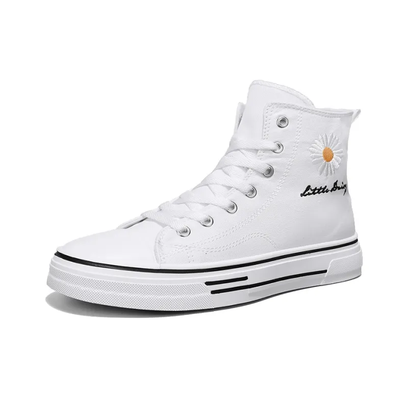 Little Daisy Small Daisy Height Increasing Wear-Resistant Breathable Slip-Resistant High-Top Canvas Shoes Men's-9