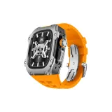 Black Case Silver Bezel, Orange Strap