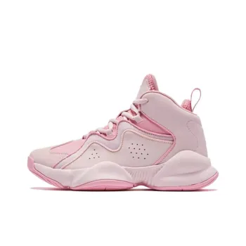 QIAODAN Cushioned Wear Resistant Breathable High Top Basketball Shoes Women's Pink