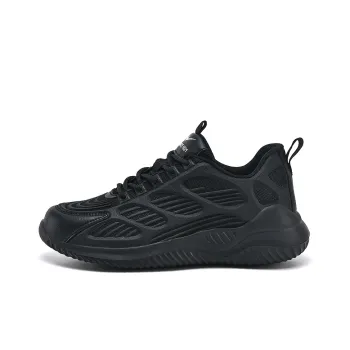 Binary Cushioning Rebound Lightweight Breathable Slip Resistant Low Top Casual Shoes Unisex All Black