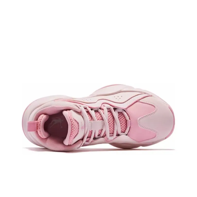 QIAODAN Cushioned Wear Resistant Breathable High Top Basketball Shoes Women's Pink-2